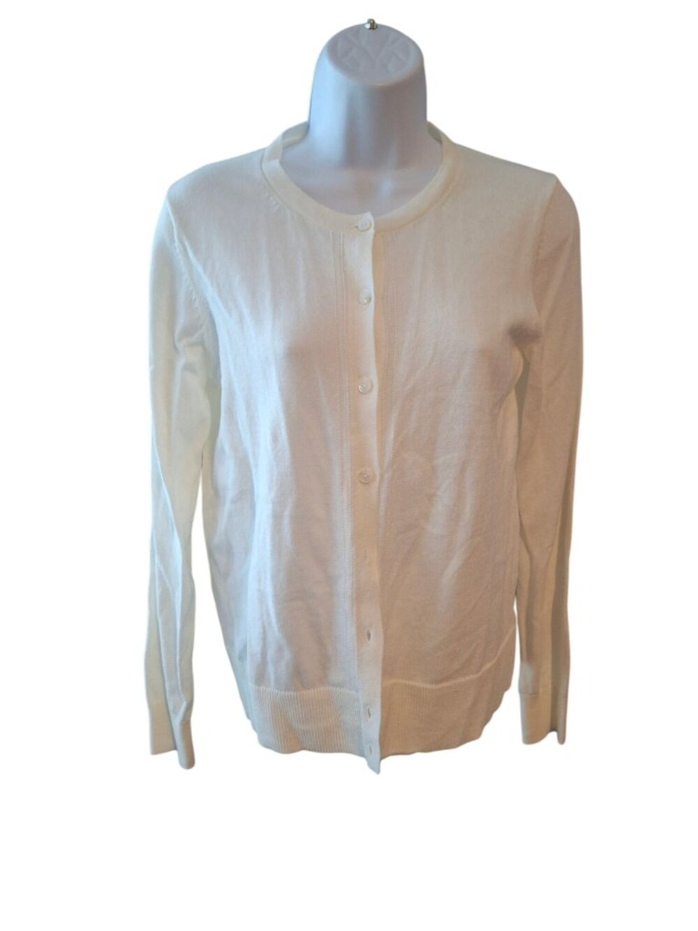 a.n.d. e.w.a.y. Womens S Ivory Cotton Cardigan Sweater Button Front Coastal Prep